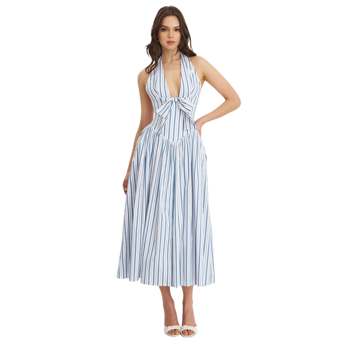Vestido midi de rayas sin mangas Sicilia