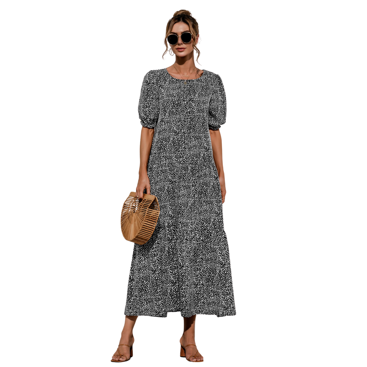 Vestido Midi de Cuadros con Manga Corta Zagreb