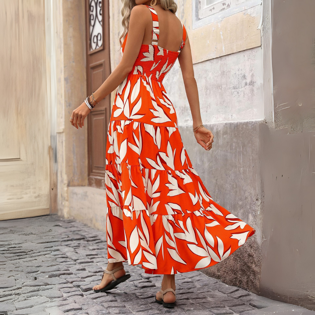 Vestido Largo sin Mangas Estampado París