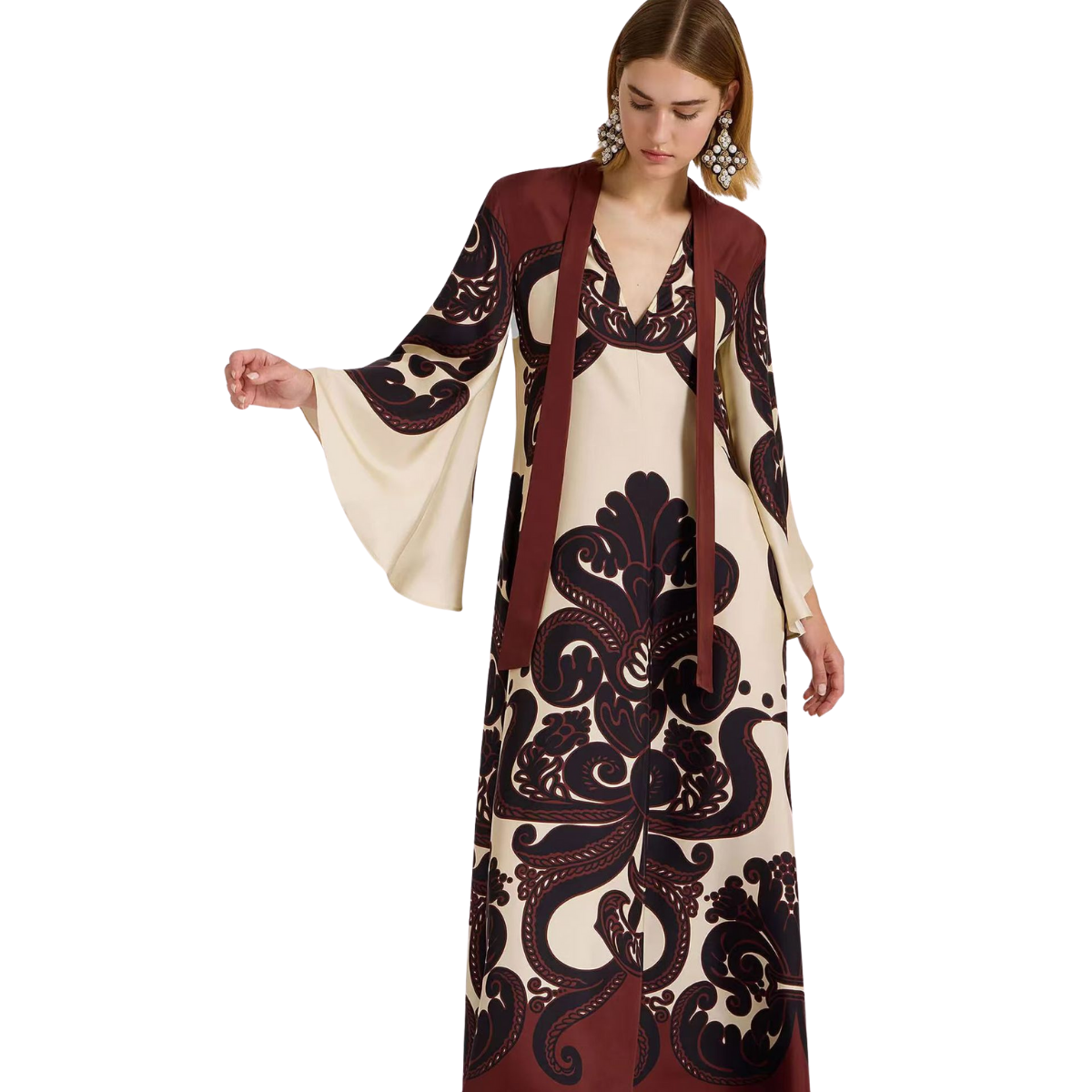 Vestido largo estampado con manga larga Alexandria