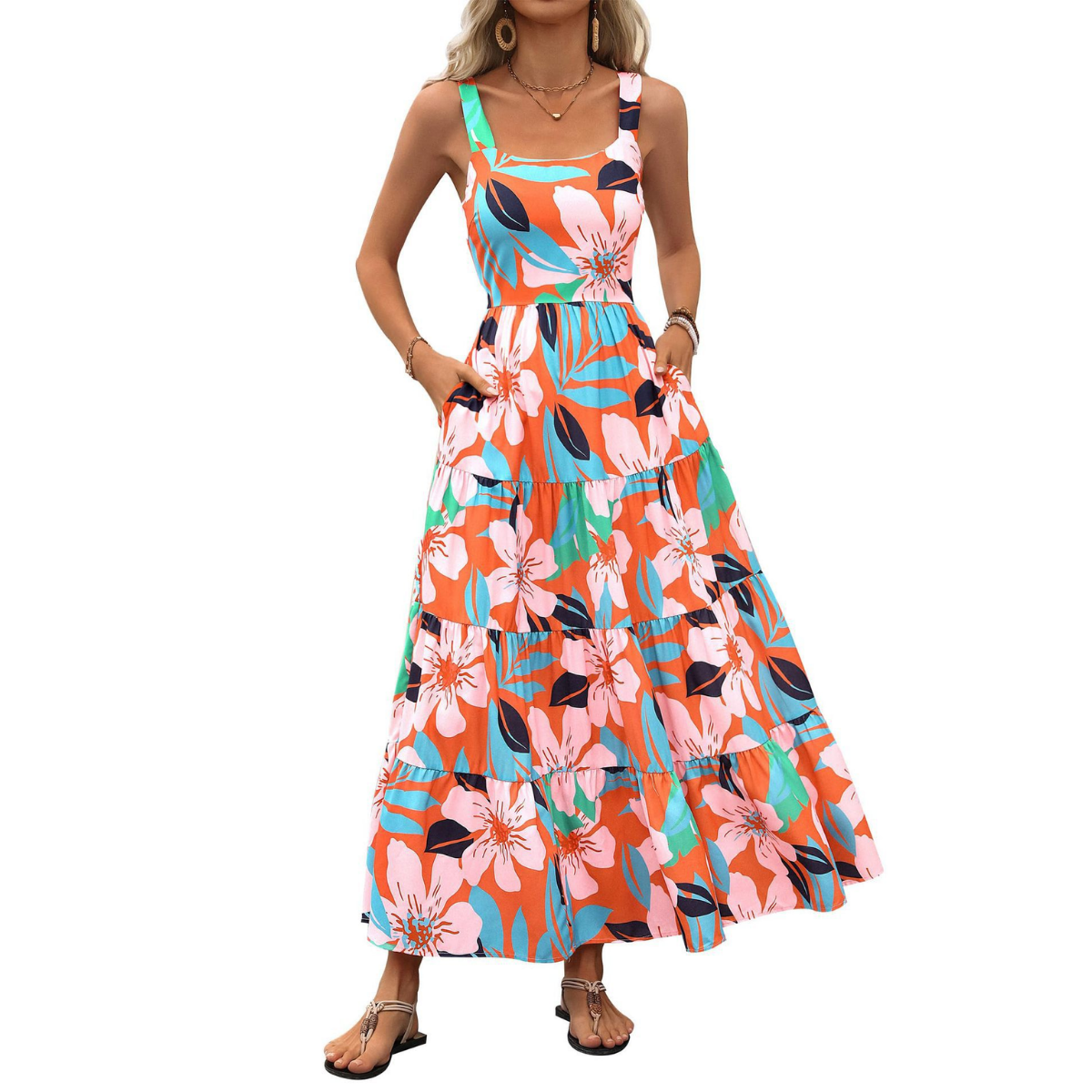 Vestido Largo sin Mangas Estampado París