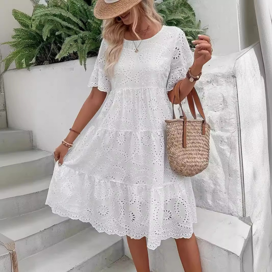 Athenas™ | Vestido Midi Blanco Clasico