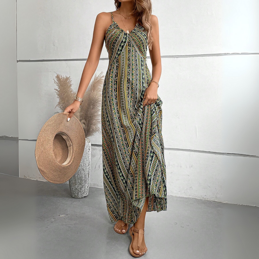 Vestido Largo de Rayas sin Mangas Nice