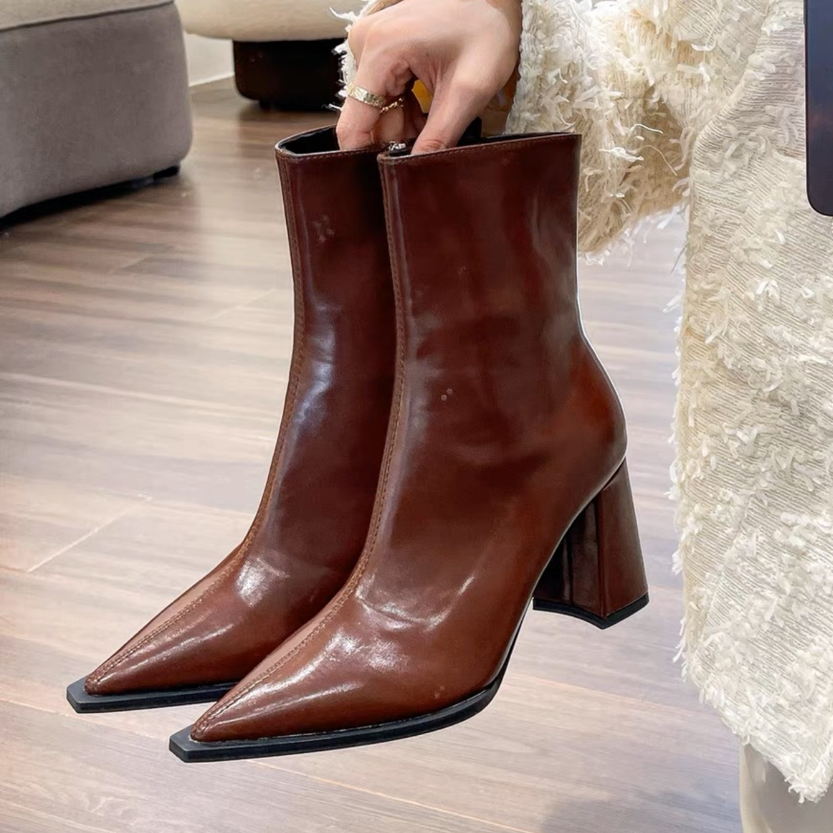 Bota Media de Piel New York
