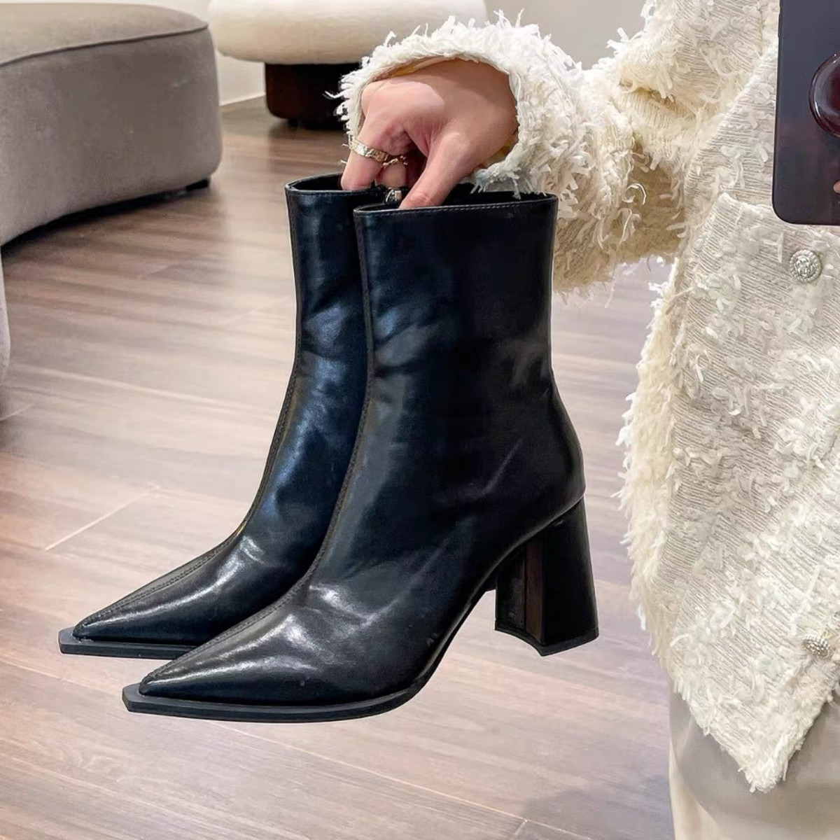 Bota Media de Piel New York