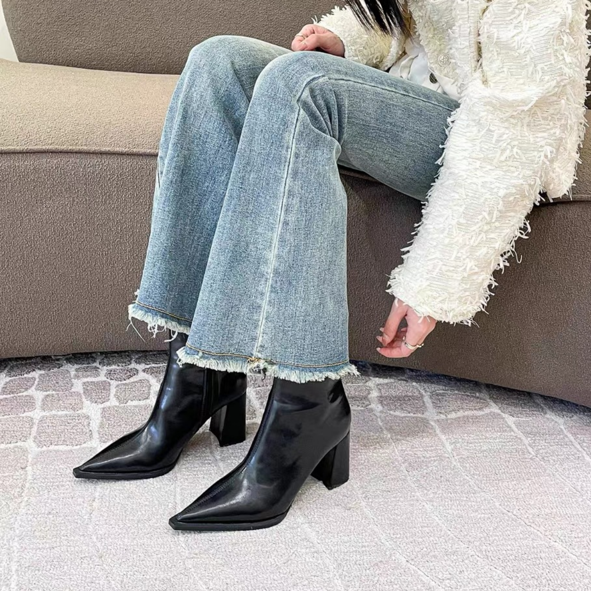 Bota Media de Piel New York