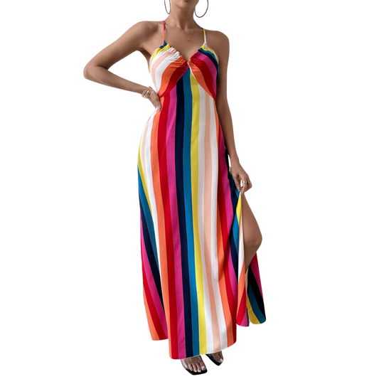 Siena™ | Vestido Largo de Rayas sin Mangas