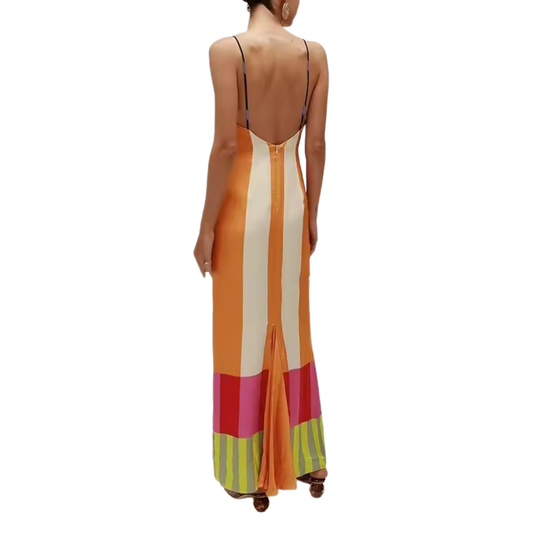 Amsterdam™ | Vestido Largo de Rayas sin Mangas