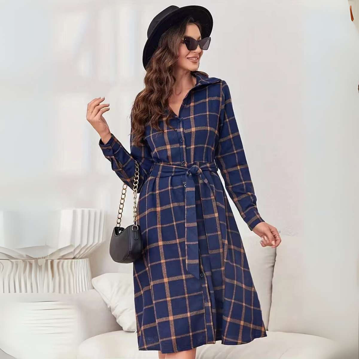 Vestido Corto de Cuadros Ness