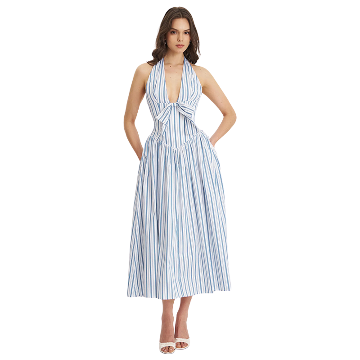 Vestido midi de rayas sin mangas Sicilia