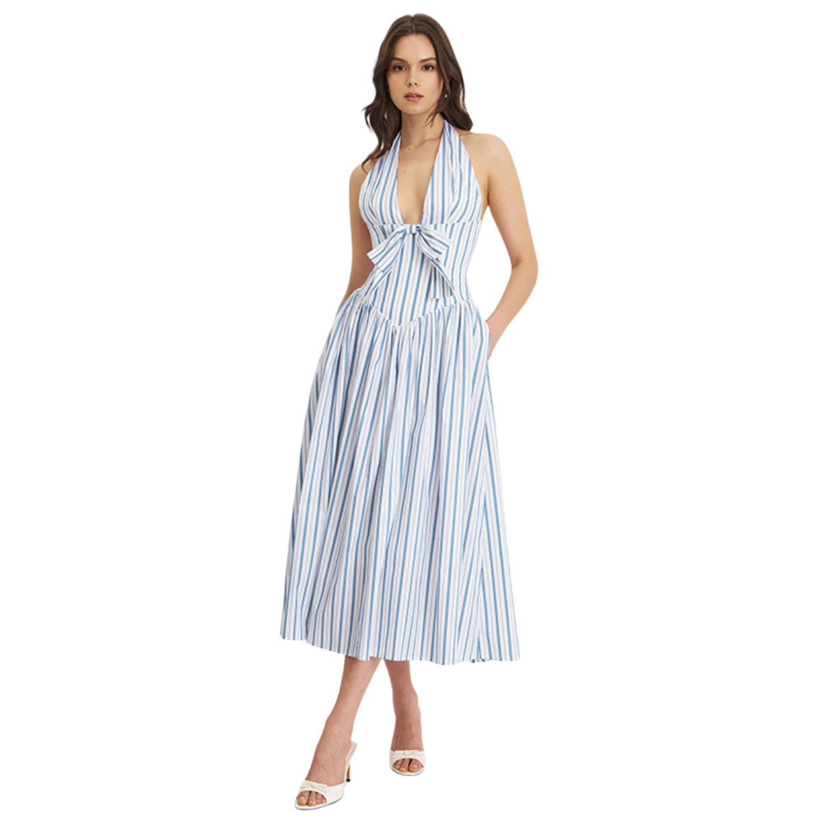 Vestido midi de rayas sin mangas Sicilia
