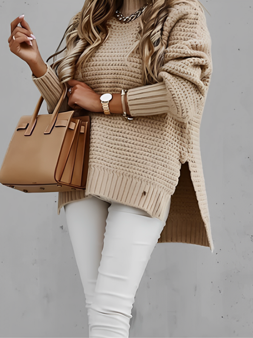 Elvira | Suéter Mullet Punto Gola Alta Mangas Bufantes