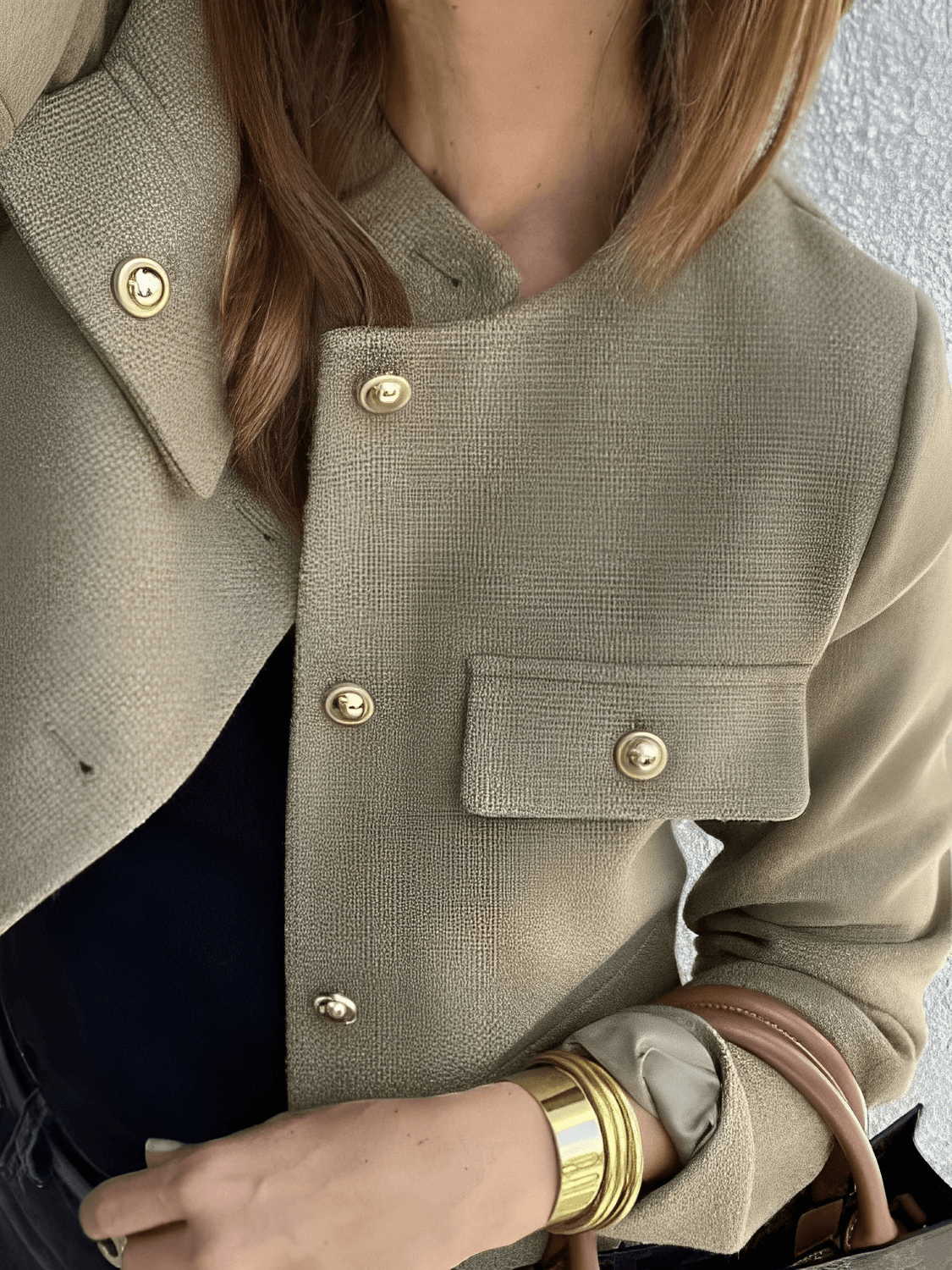 Desideria | Abrigo con Bolsos Decorativos y Botones