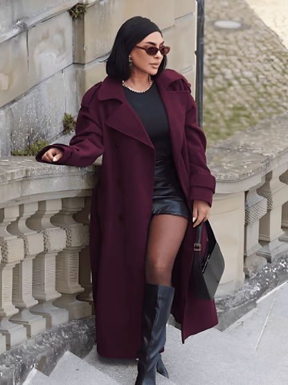 Leonarda | Sobretodo Largo de Lana Batida con Solapas Botones