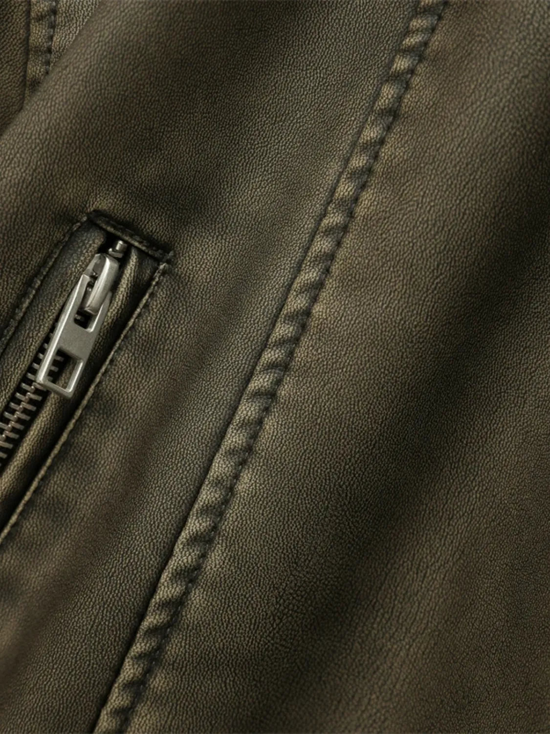 Agripina | Chaqueta de piel sintética con cinturón y cremallera para uso urbano.