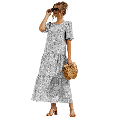 Vestido Midi de Cuadros con Manga Corta Zagreb