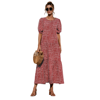 Vestido Midi de Cuadros con Manga Corta Zagreb