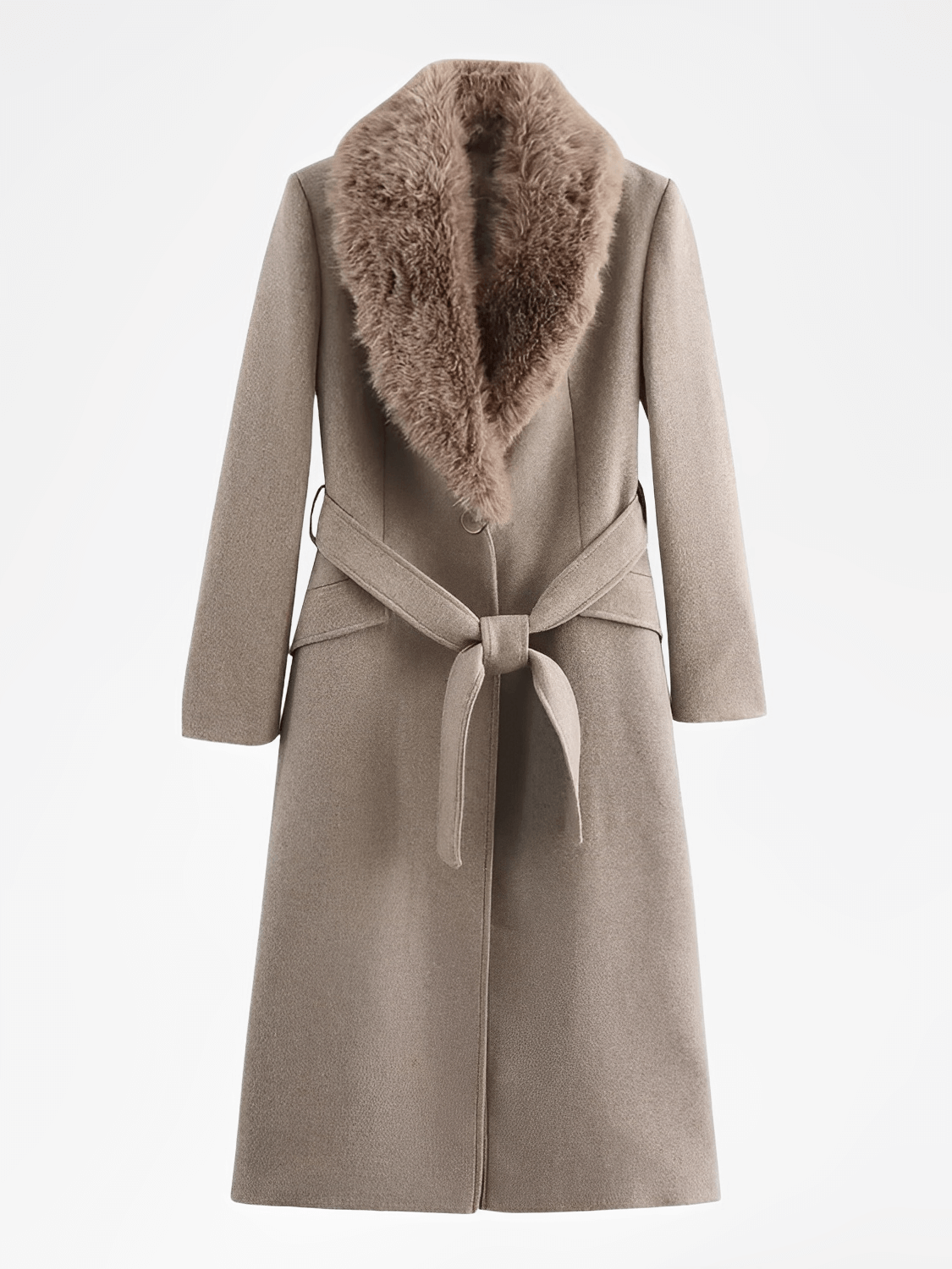 Quirina | Abrigo de lana con cuello de piel y cierre de botones