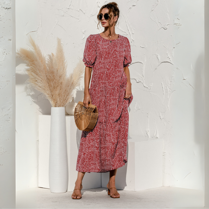 Vestido Midi de Cuadros con Manga Corta Zagreb