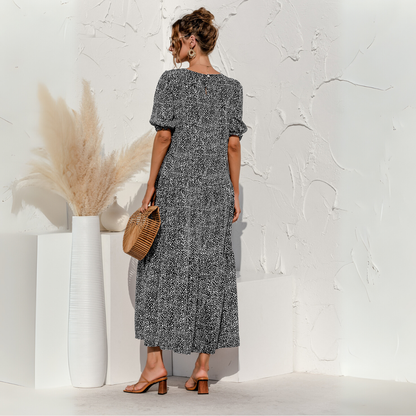 Vestido Midi de Cuadros con Manga Corta Zagreb