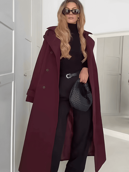 Leonarda | Sobretodo Largo de Lana Batida con Solapas Botones