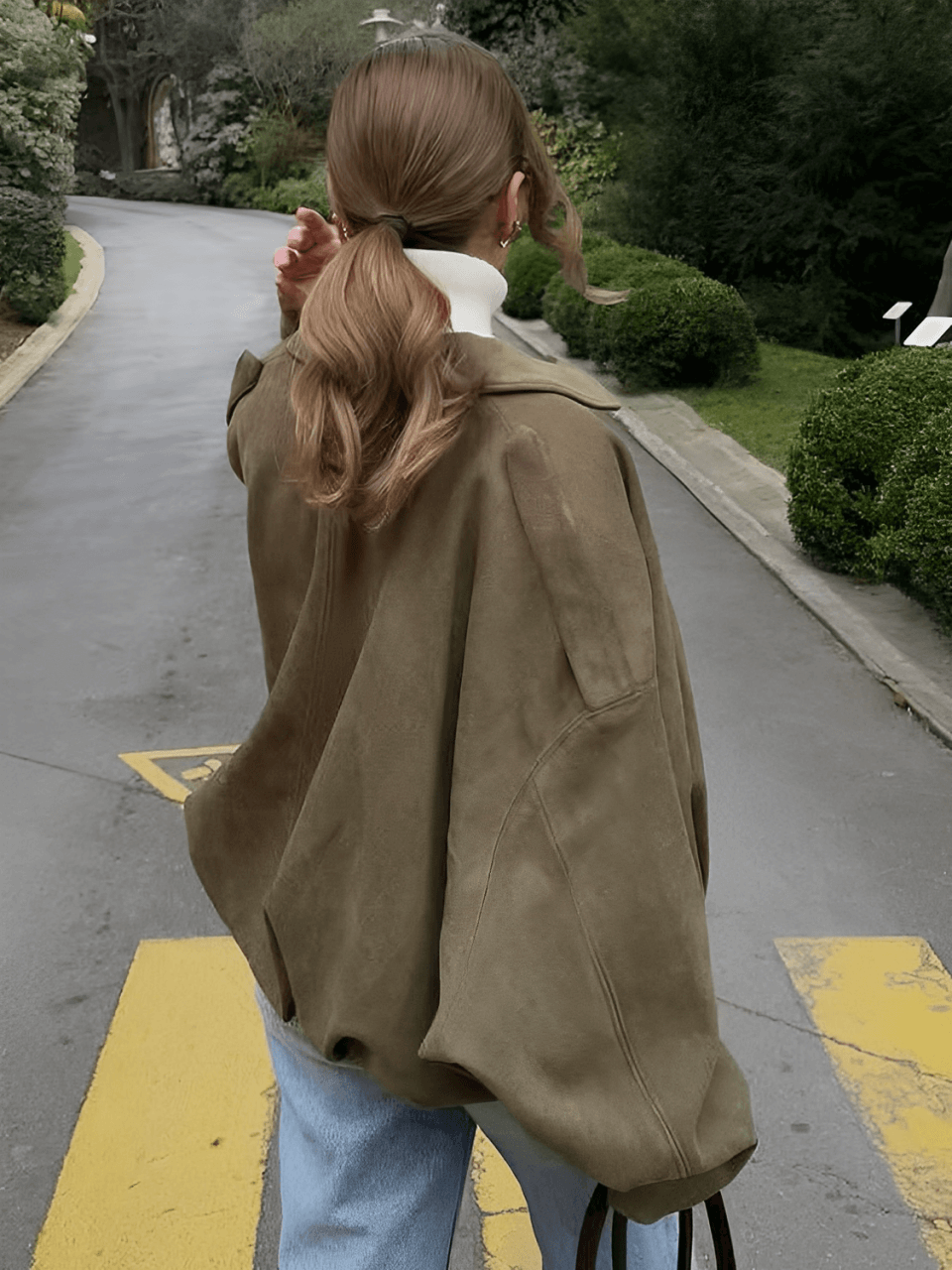 Herminia | Chaqueta Bomber Oversized Zíper Recortes