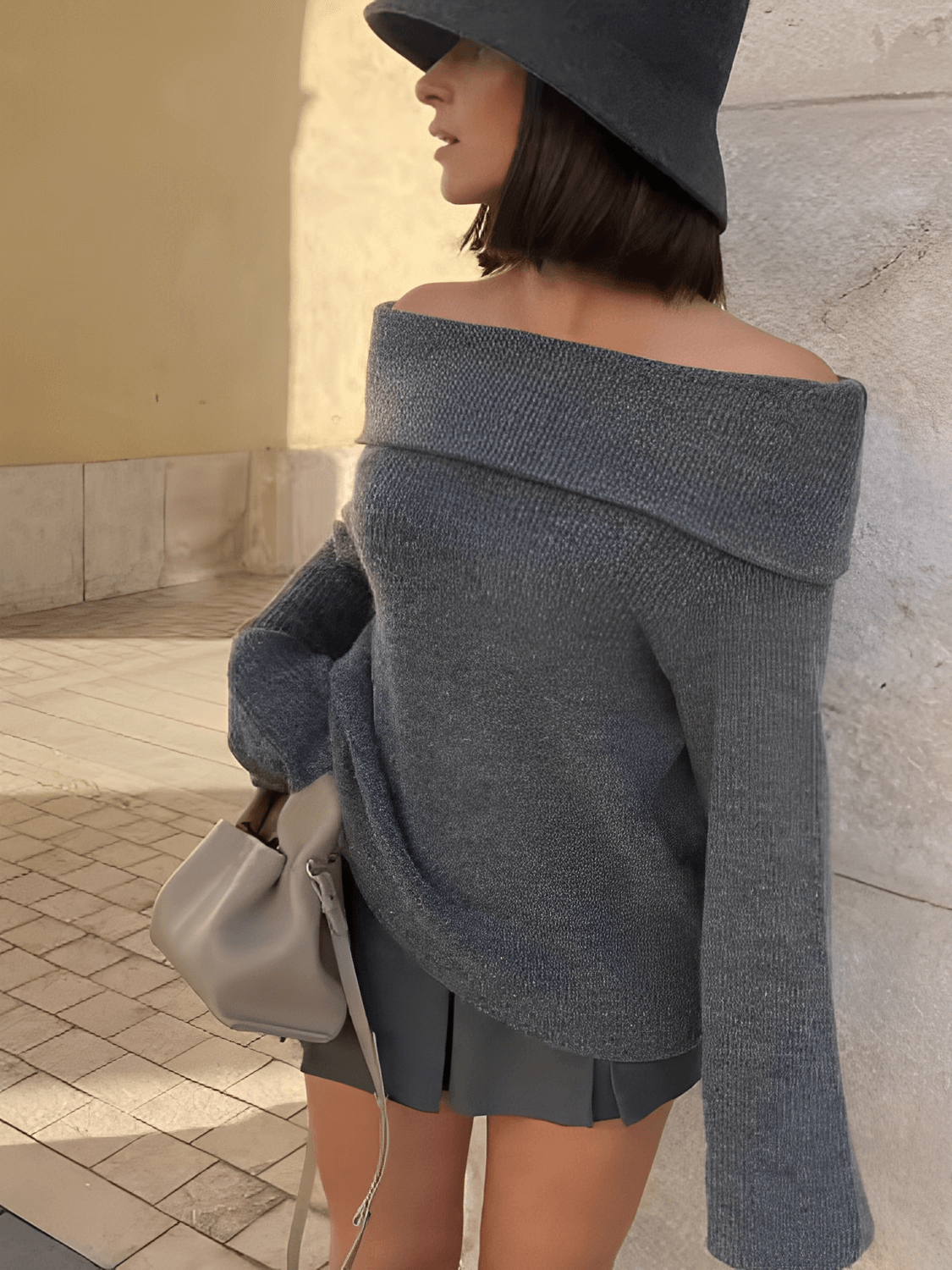 Alzira | Suéter Punto Grueso Ombros Descubiertos Amplio