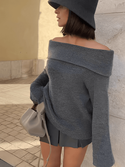 Alzira | Suéter Punto Grueso Ombros Descubiertos Amplio