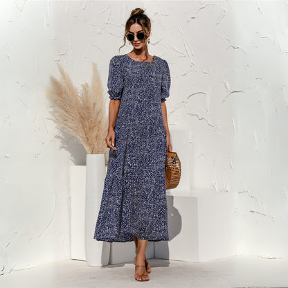 Vestido Midi de Cuadros con Manga Corta Zagreb