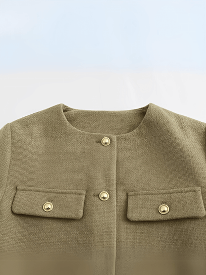 Desideria | Abrigo con Bolsos Decorativos y Botones