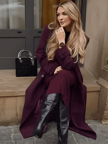 Leonarda | Sobretodo Largo de Lana Batida con Solapas Botones