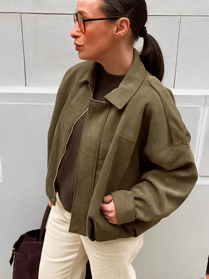 Herminia | Chaqueta Bomber Oversized Zíper Recortes