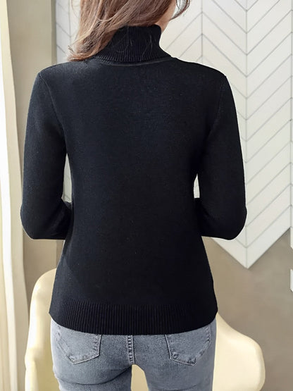 Evangelina | Suéter Peluciado de Algodón con Cuello Alto Cálido