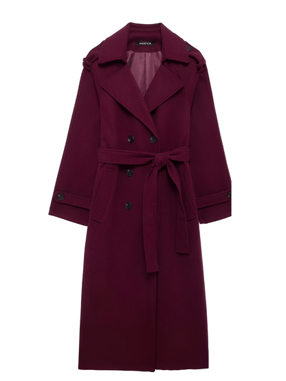 Leonarda | Sobretodo Largo de Lana Batida con Solapas Botones