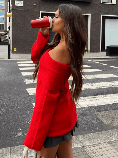 Alzira | Suéter Punto Grueso Ombros Descubiertos Amplio