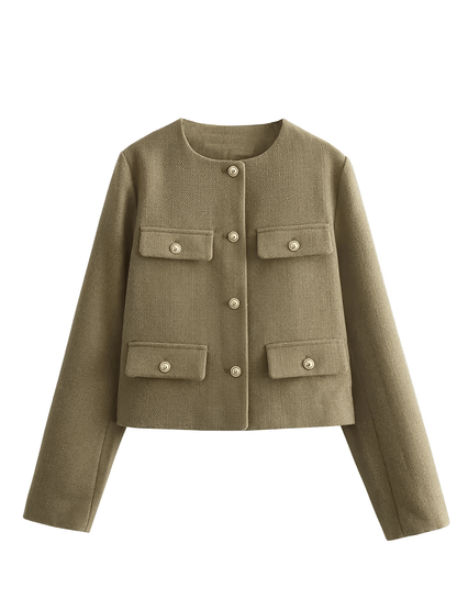 Desideria | Abrigo con Bolsos Decorativos y Botones