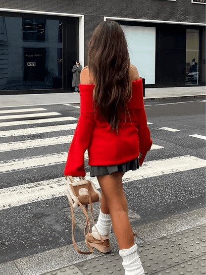 Alzira | Suéter Punto Grueso Ombros Descubiertos Amplio