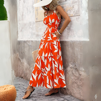 Vestido Largo sin Mangas Estampado París