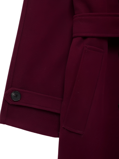 Leonarda | Sobretodo Largo de Lana Batida con Solapas Botones