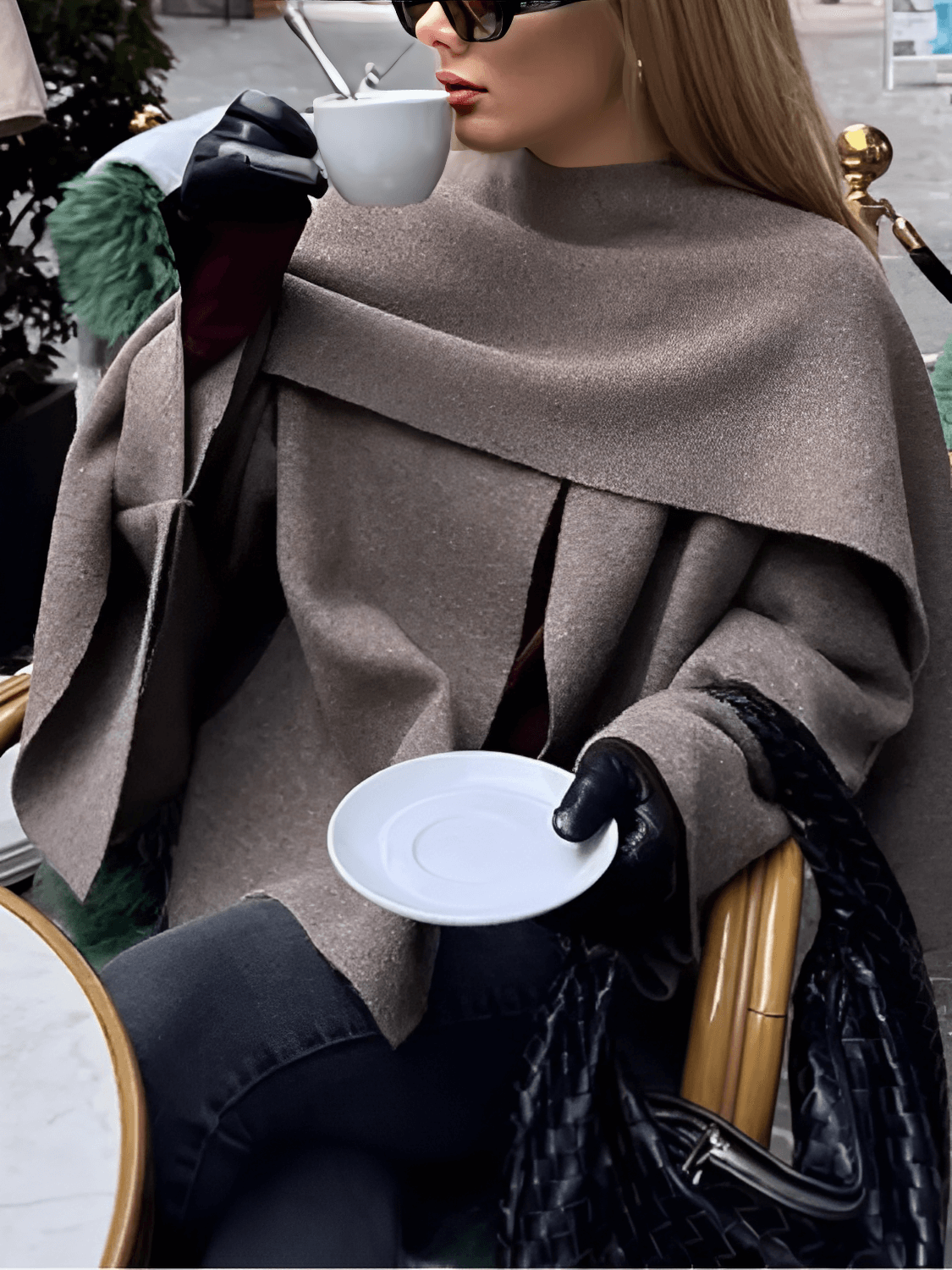 Bernarda | Abrigo Poncho Mujer Cuello Bufanda Elegante