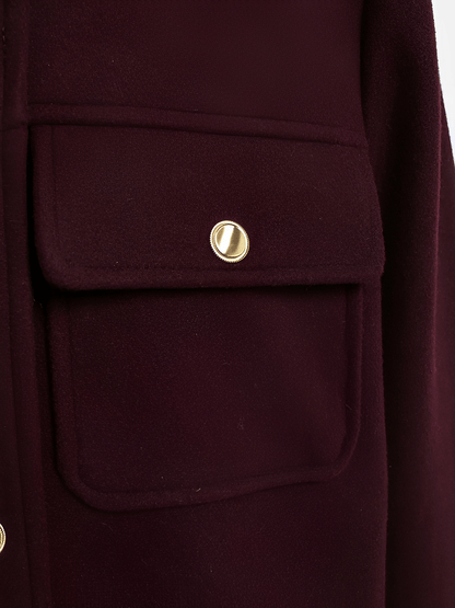 Amparo | Chaqueta Bomber Aveludada Botones Dorados Bolsos