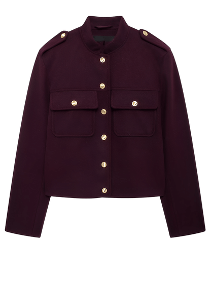 Amparo | Chaqueta Bomber Aveludada Botones Dorados Bolsos