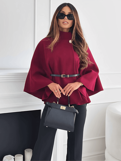 Celestina | Abrigo Capa Mujer Cuello Alto Cinturón Manga