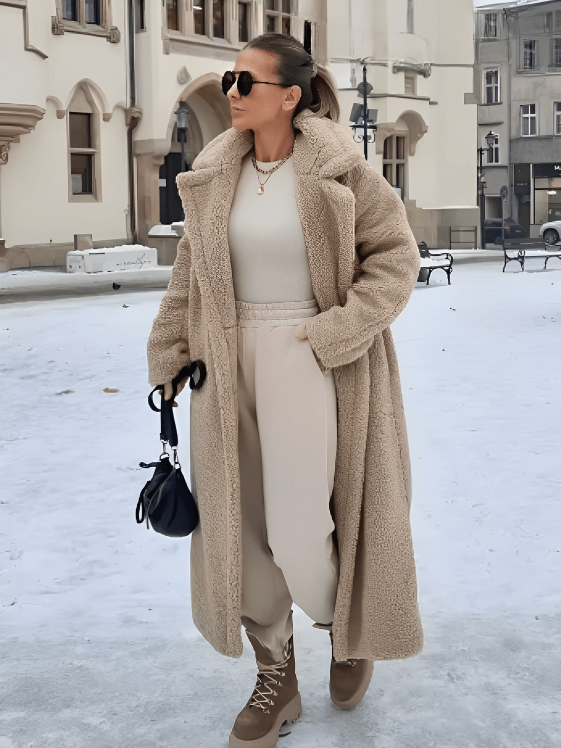 Filomena | Abrigo de lana de peluche con hebillas