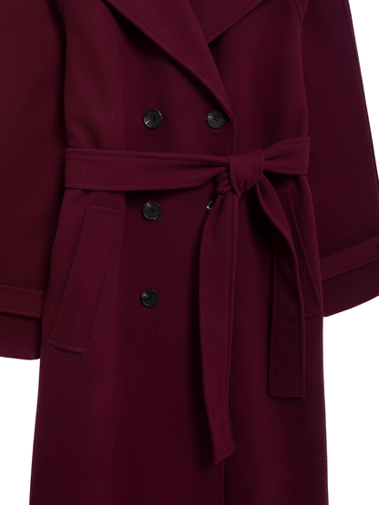 Leonarda | Sobretodo Largo de Lana Batida con Solapas Botones