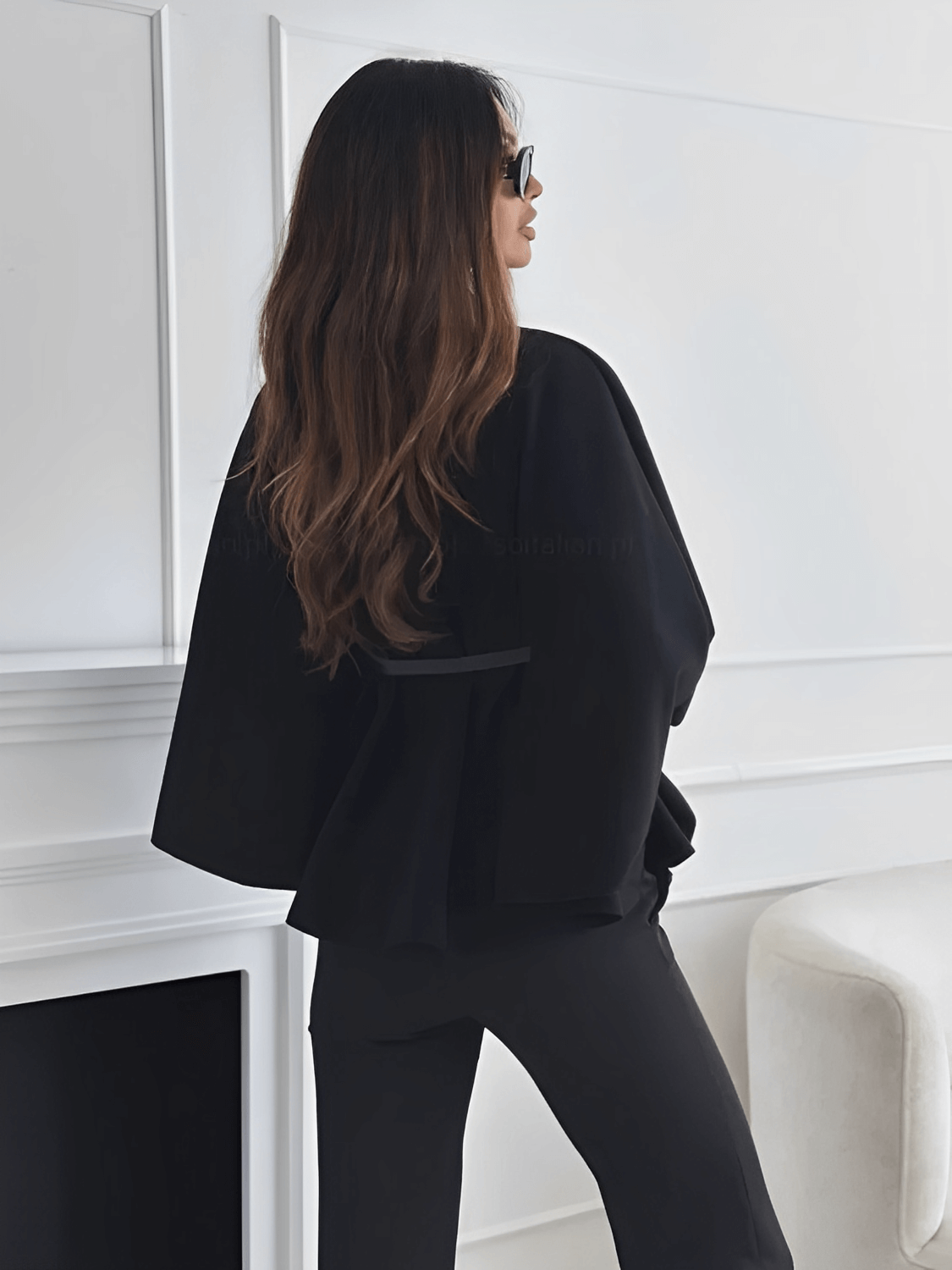 Celestina | Abrigo Capa Mujer Cuello Alto Cinturón Manga