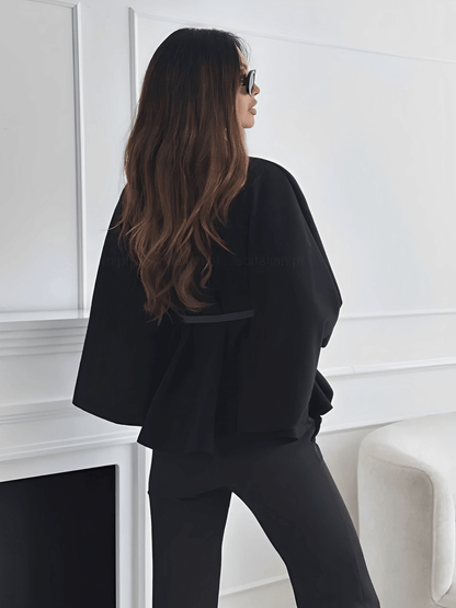 Celestina | Abrigo Capa Mujer Cuello Alto Cinturón Manga