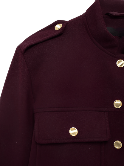 Amparo | Chaqueta Bomber Aveludada Botones Dorados Bolsos