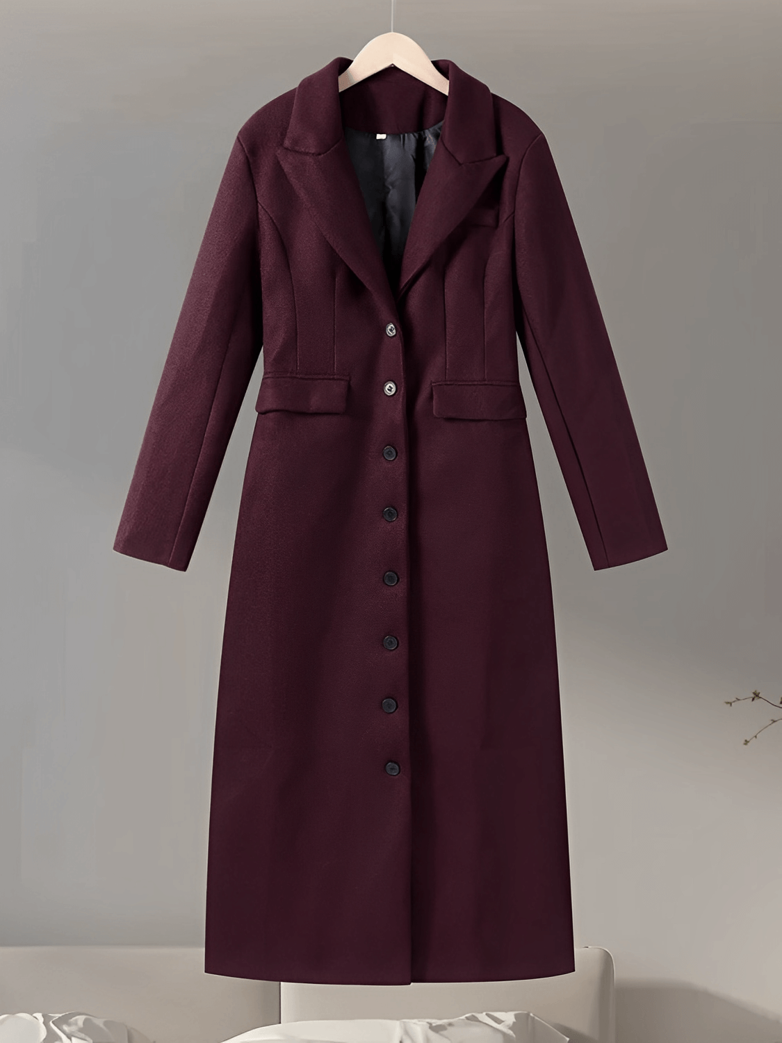 Gregoria | Sobretudo Largo Con Lana Batida Bolsos Decorativos