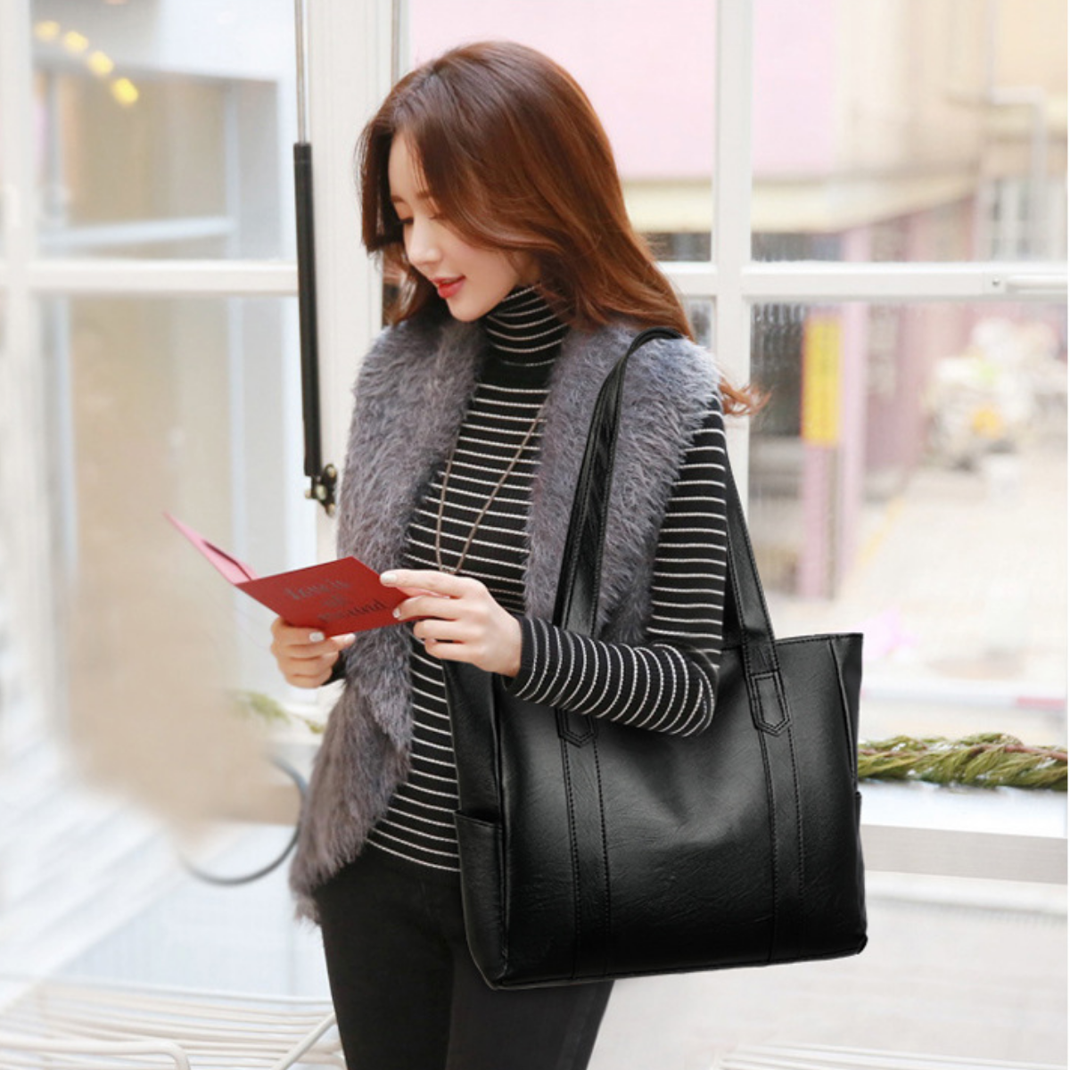 Bolso Shopper Clásico de Piel Simone